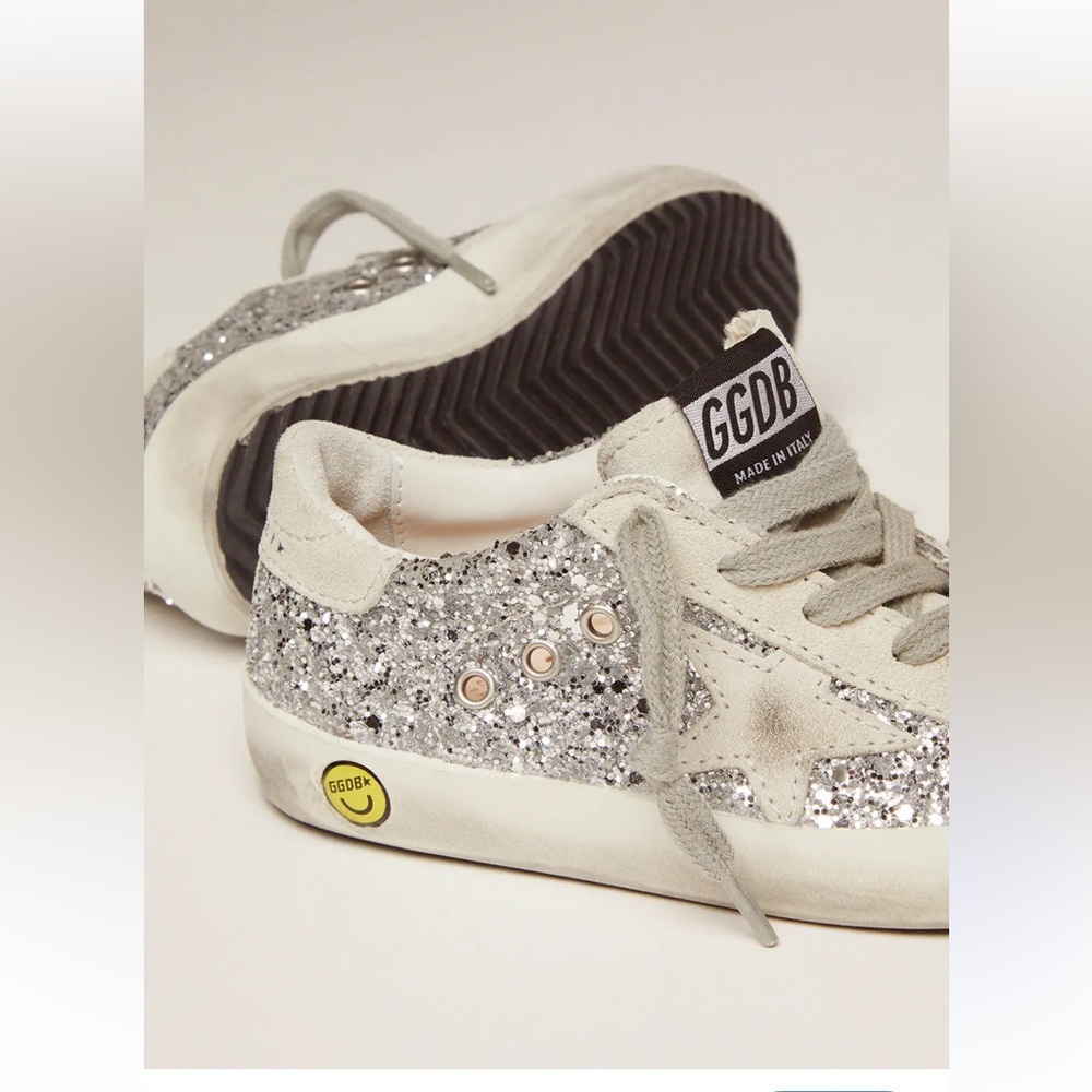 Golden Goose Kids Silver Glitter Sneakers